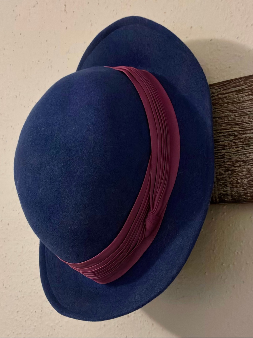 VTG Geo W Bollman Cobalt Blue Doeskin Felt Wool Hat - Asymmetric Brim